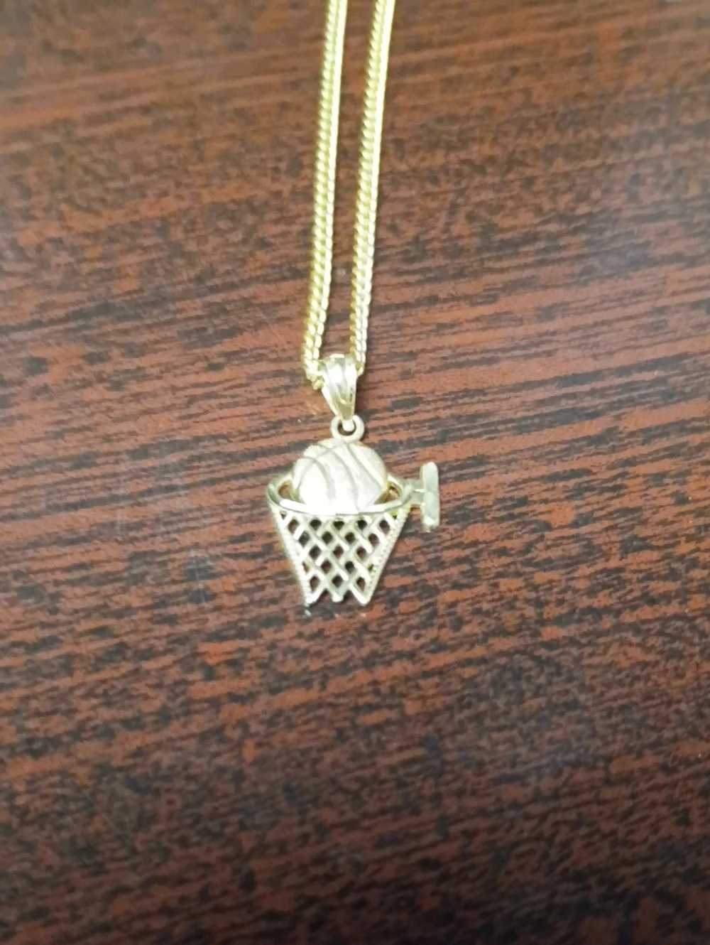 10k Basketball & Hoop Pendant Real Gold 10kt Pendant Only Yellow Gold Real